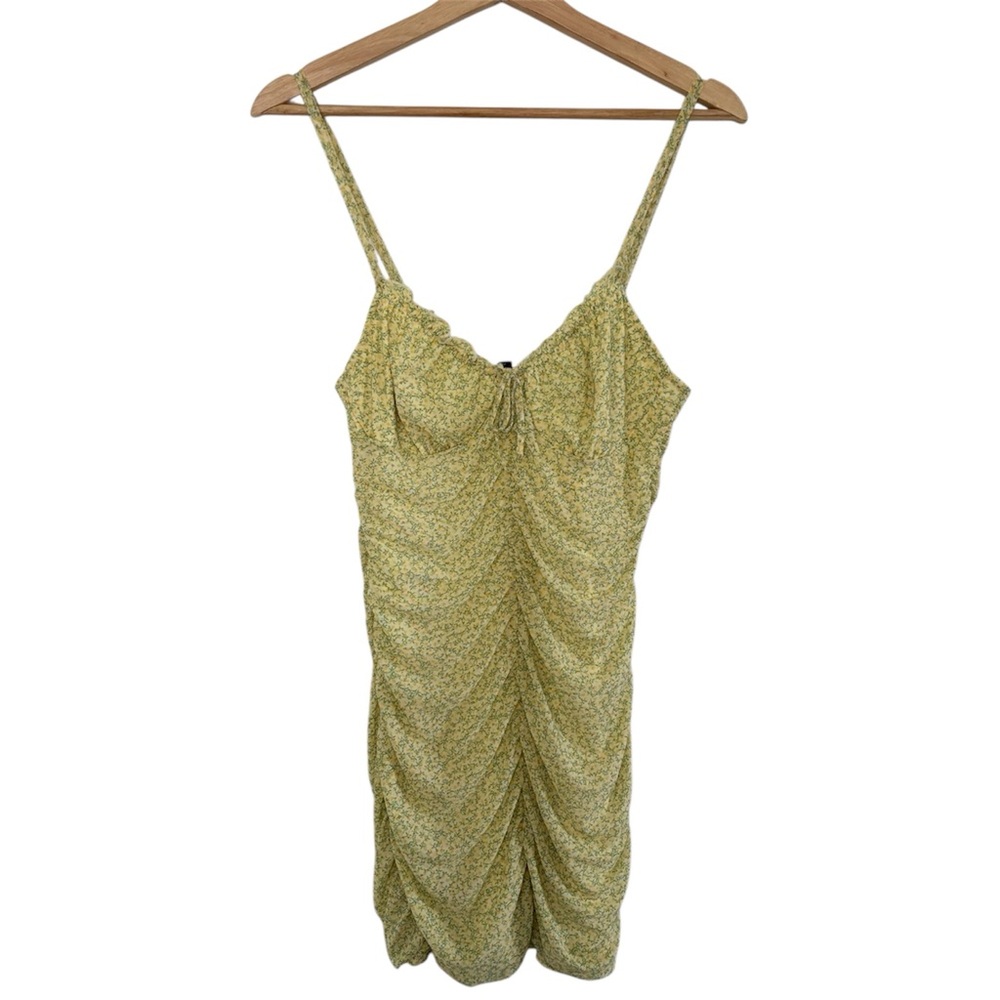 H&M Flattering Ruched Floral Yellow Sundress